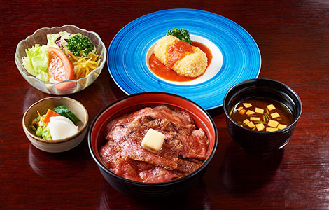 ビフテキ丼&カニクリームコロッケセット